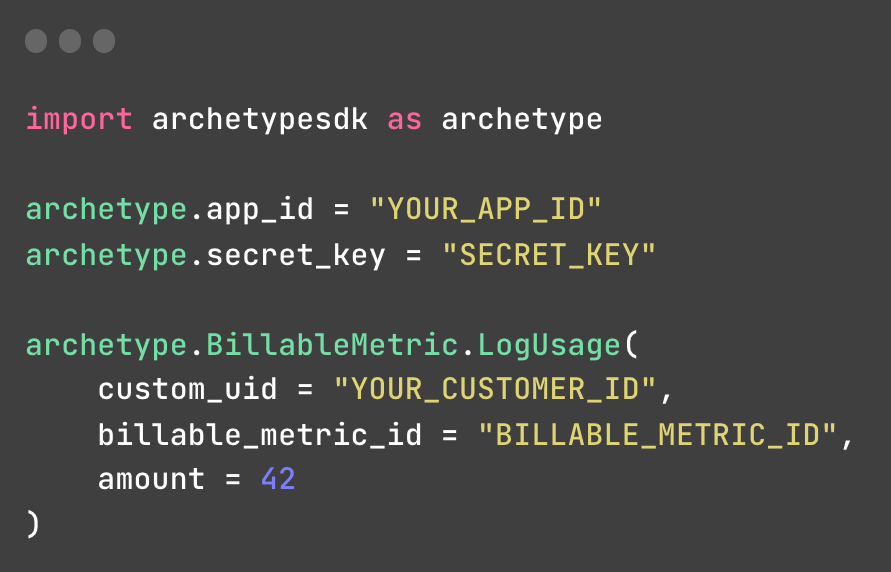 Archetype setup code snippet